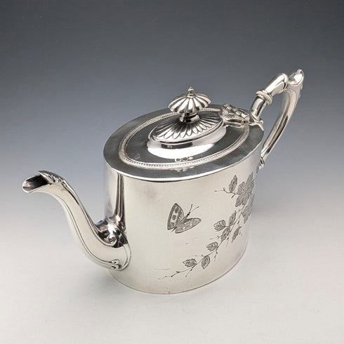 Circa 1890 British antique silver plate teapot James Dixon